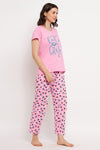 Print Me Pretty Top & Pyjama Set in Baby Pink - 100% Cotton