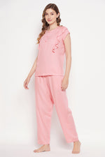 Chic Basic Top & Pyjama Set in Baby Pink - Rayon
