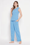 Chic Basic Top & Pyjama Set in Sky Blue - 100% Cotton