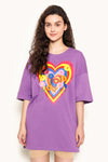 Graphic Print Oversized T-shirt in Lavender - 100% Cotton