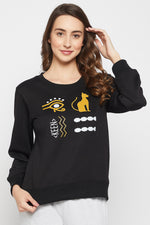 Graphic Print Sweatshirt in Black - Fleece