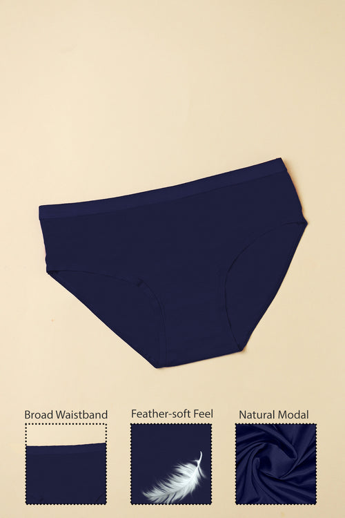 Mid Waist Hipster Panty in Navy - Modal