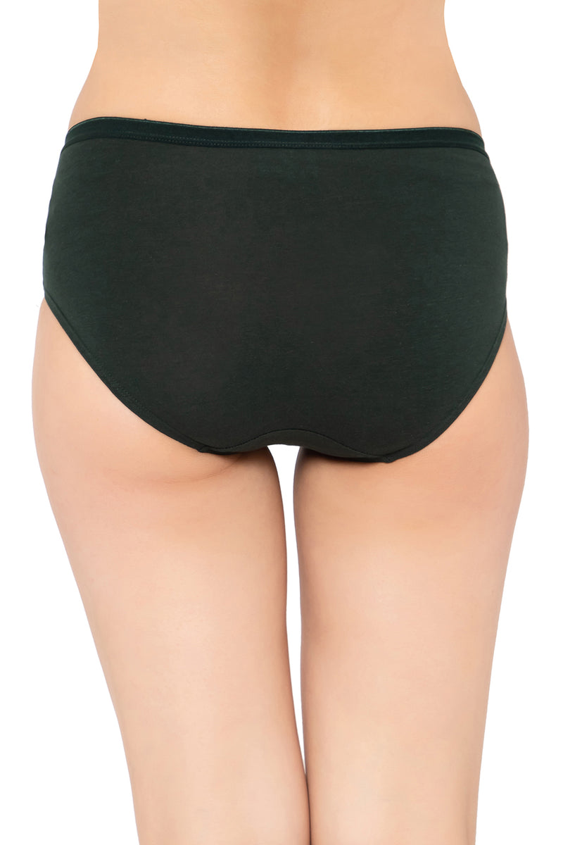 Mid Waist Hipster Panty in Pine Green with Inner Elastic - Cotton – Tradyl