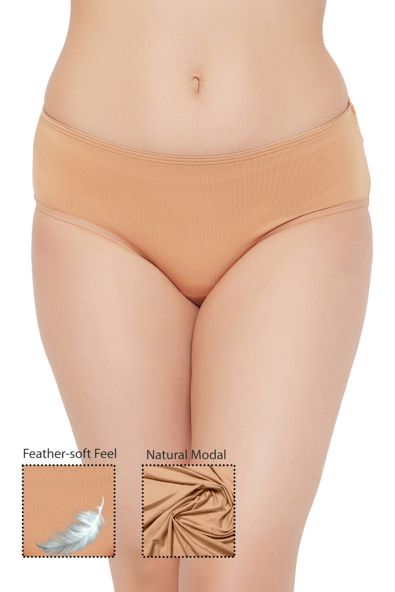 Buy CLOVIA Mid Waist Hipster Panty in Nude Colour - Cotton
