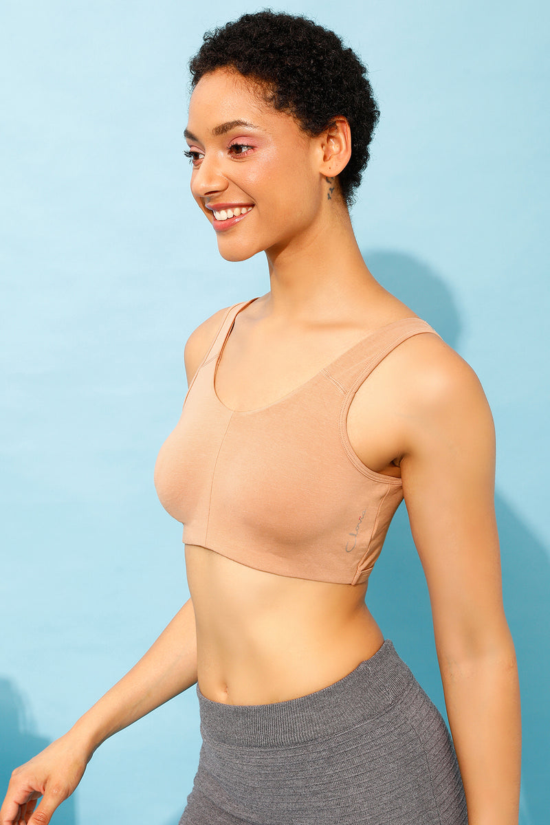Non-Padded Non-Wired Full Cup Beginners T-shirt Bra in Nude Pink - Cot –  Tradyl