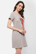 Tutti Fruity Short Night Dress in Taupe - 100% Cotton