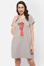 Tutti Fruity Short Night Dress in Taupe - 100% Cotton