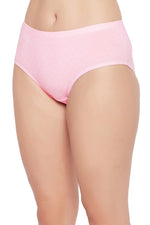 Mid Waist Spiral Print Hipster Panty in Baby Pink with Inner Elastic - Cotton