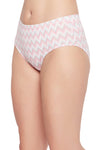Mid Waist Chevron Print Hipster Panty in White with Inner Elastic - Cotton