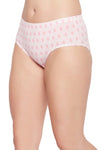Mid Waist Geometric Floral Print Hipster Panty in White with Inner Elastic - Cotton