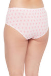 Mid Waist Geometric Floral Print Hipster Panty in White with Inner Elastic - Cotton