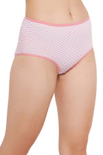 High Waist Printed Hipster Panty in White - Cotton