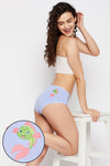 Mid Waist Fish Print Hipster Panty in Powder Blue - Cotton