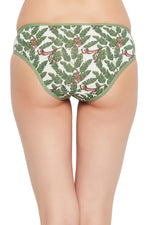 Low Waist Monkey Print Bikini Panty in Mint Green - Cotton