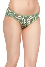 Low Waist Monkey Print Bikini Panty in Mint Green - Cotton