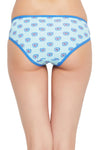 Low Waist Monkey Print Bikini Panty in Baby Blue - Cotton