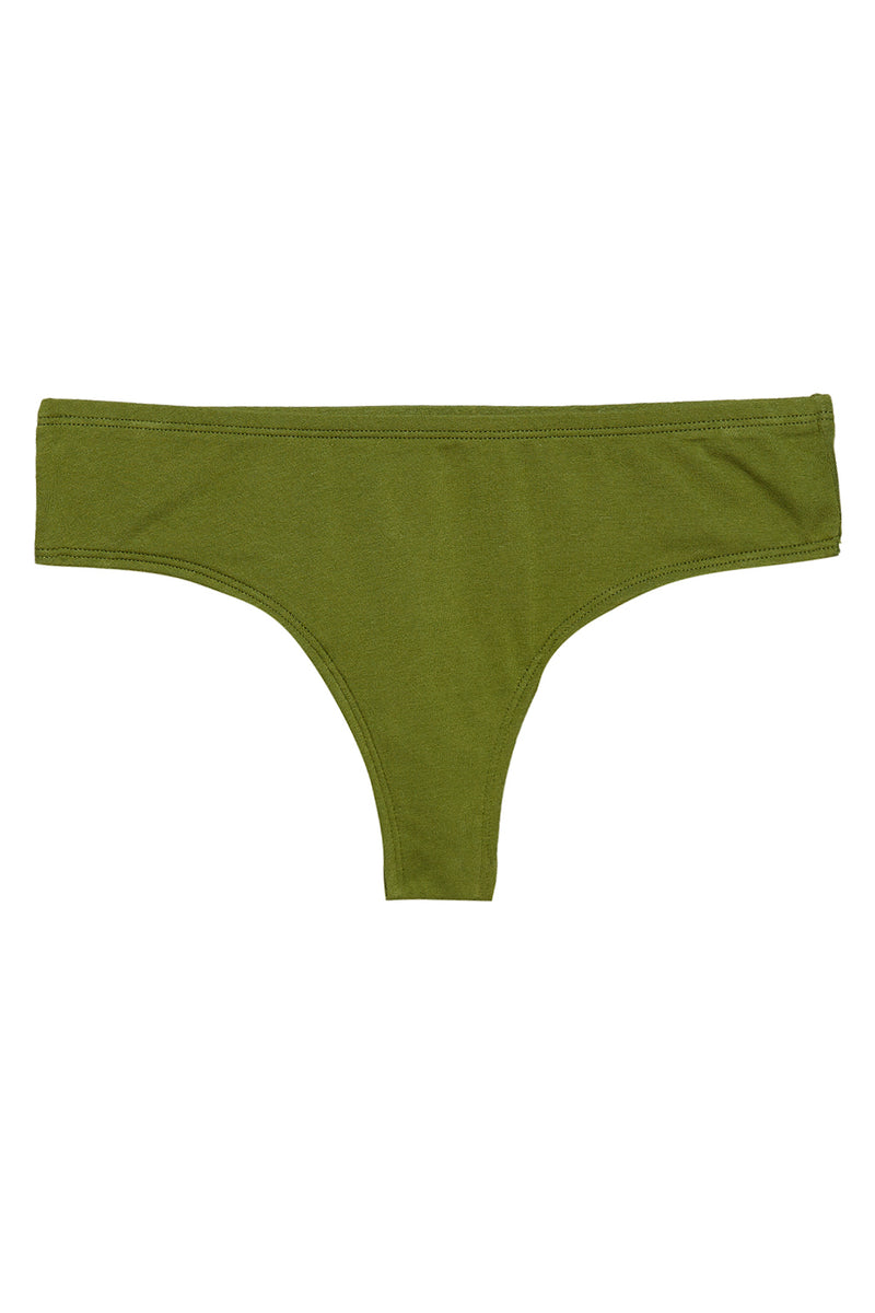 Low Waist Thong in Olive Green - Cotton
