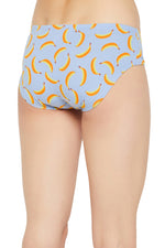 Mid Waist Fruit Print Hipster Panty in Baby Blue with Inner Elastic - Cotton