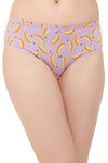 Mid Waist Fruit Print Hipster Panty in Lilac - Cotton