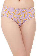 Mid Waist Fruit Print Hipster Panty in Lilac - Cotton