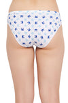 Low Waist Crab Print Bikini Panty in White - Cotton