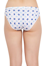 Low Waist Crab Print Bikini Panty in White - Cotton