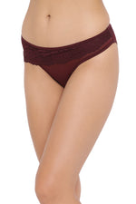 Low Waist Printed Bikini Panty in Maroon- Lace & Powernet With matching BR1949R09