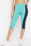 Snug Fit High-Rise Active Capri in Light Blue with Side Panels