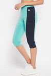 Snug Fit High-Rise Active Capri in Light Blue with Side Panels