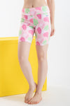 Snug-Fit Active Leaf Print High Rise Cycling Shorts in Soft Pink