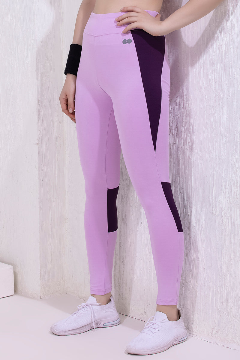 Buy High Rise Active Tights in Baby Pink with Side Pockets Online