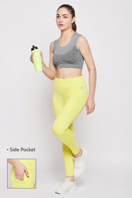 High-Rise Active Tights in Neon Green with Side Pocket