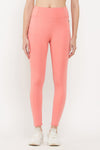 High-Rise Active Tights in Salmon Pink with Side Pocket