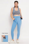 High Rise Active Tights in Sky Blue with Side Pocket