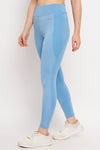 High Rise Active Tights in Sky Blue with Side Pocket