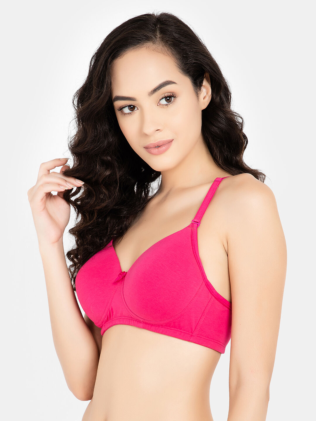 Wholesale Clovia Padded Non-Wired Full Cup Multiway T-shirt Bra in Magenta  - Cotton – Tradyl