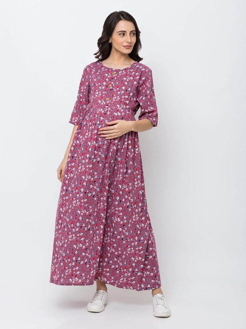 Cross Back Sleeveless Maxi Maternity Dress - Affordable Maternity Wear  Online India - Chic Momz