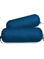Clasiko Cotton Bolster Covers Set Of 2 300 TC Aegean Blue 30x15 Inches