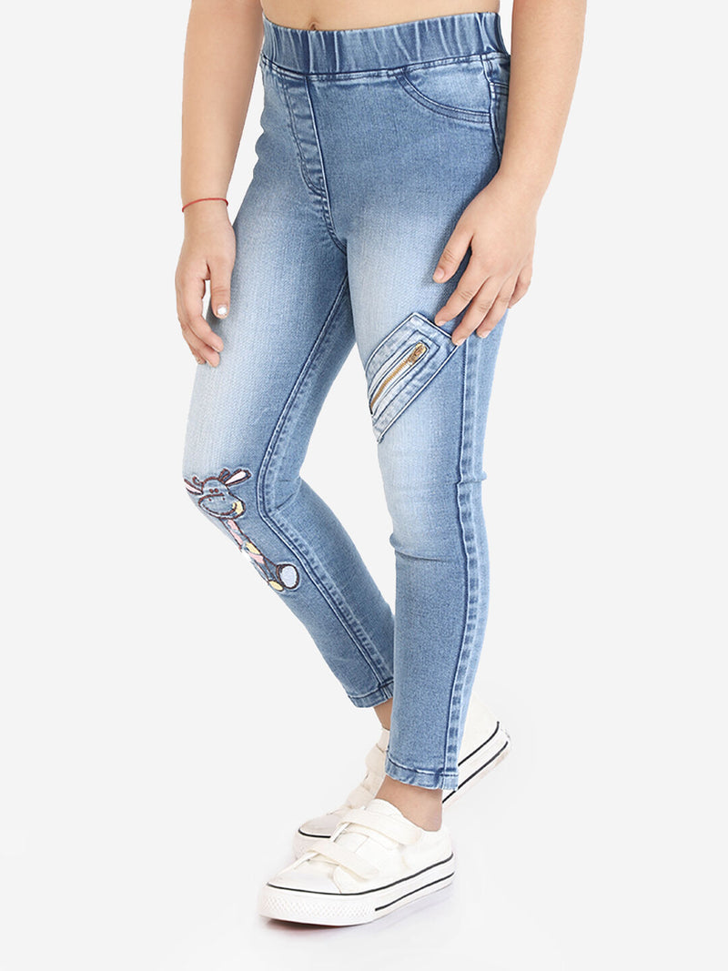 Naughty Ninos Embroidered Quality Denim Washed Jeggings