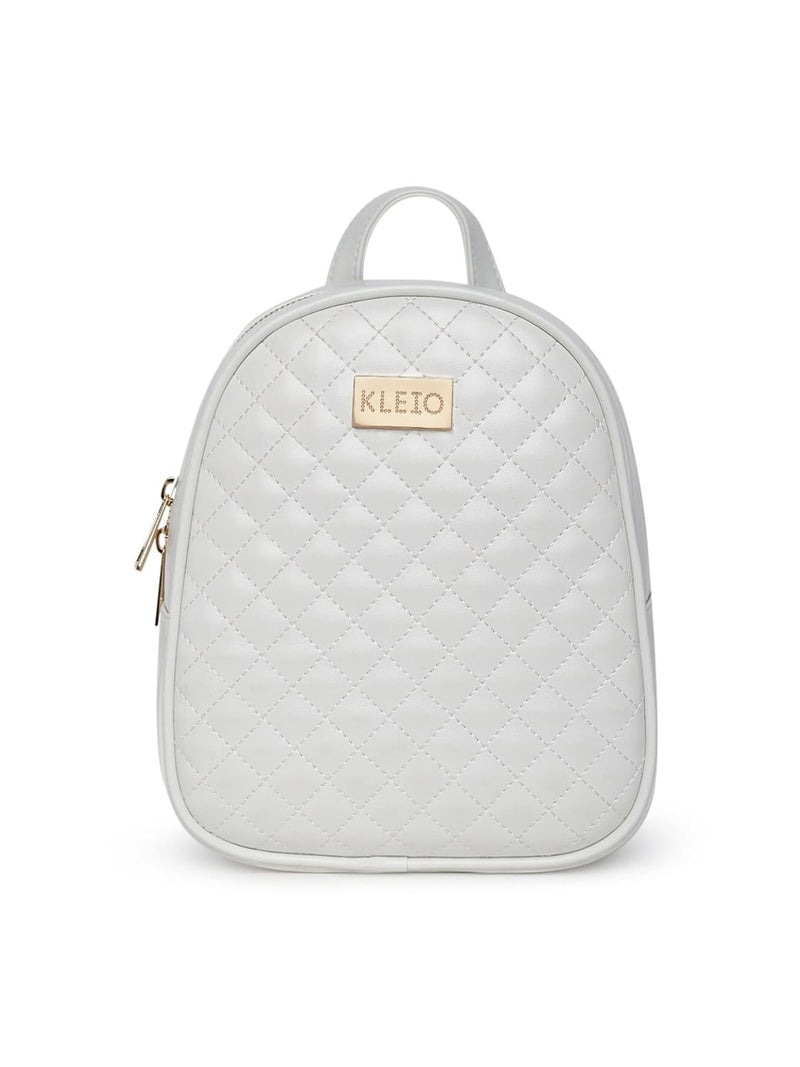 KLEIO Quilted Multifunctional Backpack And Sling Bag For Women/Girls (HO6010KL-WH) ( WHITE)