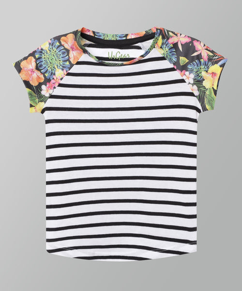 UrGear Black Striped Girls T-shirt