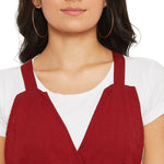 Adults-Women Solid Maroon Jumpsuits