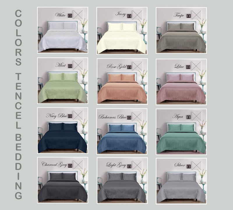 100% Tencel Lyocell Bed Flat Sheets Set - Charcoal Grey - King