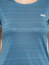 Clovia Comfort-Fit Active T-shirt in Teal Blue