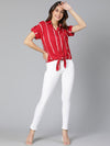 Hot Stripes Red Color Tie-Knot Women Shirt
