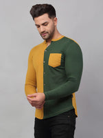 Men Mustard Full Sleeve Knitted Shirt