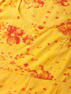 Juniper Mustard Cambric & Rayon Floral Print Jacket Style Kurta With Mask