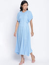 Ensholl Blubbee Blue Soild Women Dress