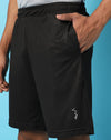 Campus Sutra Mens Black Solid Shorts Regular Fit Activewear | Drawstring | Collar Neck | Anti-Sweat Technology | Activewear Shorts Crafted With Comfort Fit & High Performance For Everyday Wear