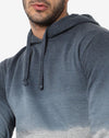 Campus Sutra Men's Blue & Grey Ombre Textured Regular Fit Sweatshirt With Hoodie For Winter Wear | Full Sleeve | Cotton Sweatshirt | Casual Sweatshirt For Man | Western Stylish Sweatshirt For Men